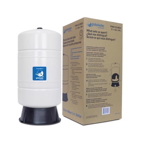 Global Water Solutions Global Water Solutions PressureWave 21.1 gal Pre-Charged Vertical Pressure Well Tank PWN-US-80LV